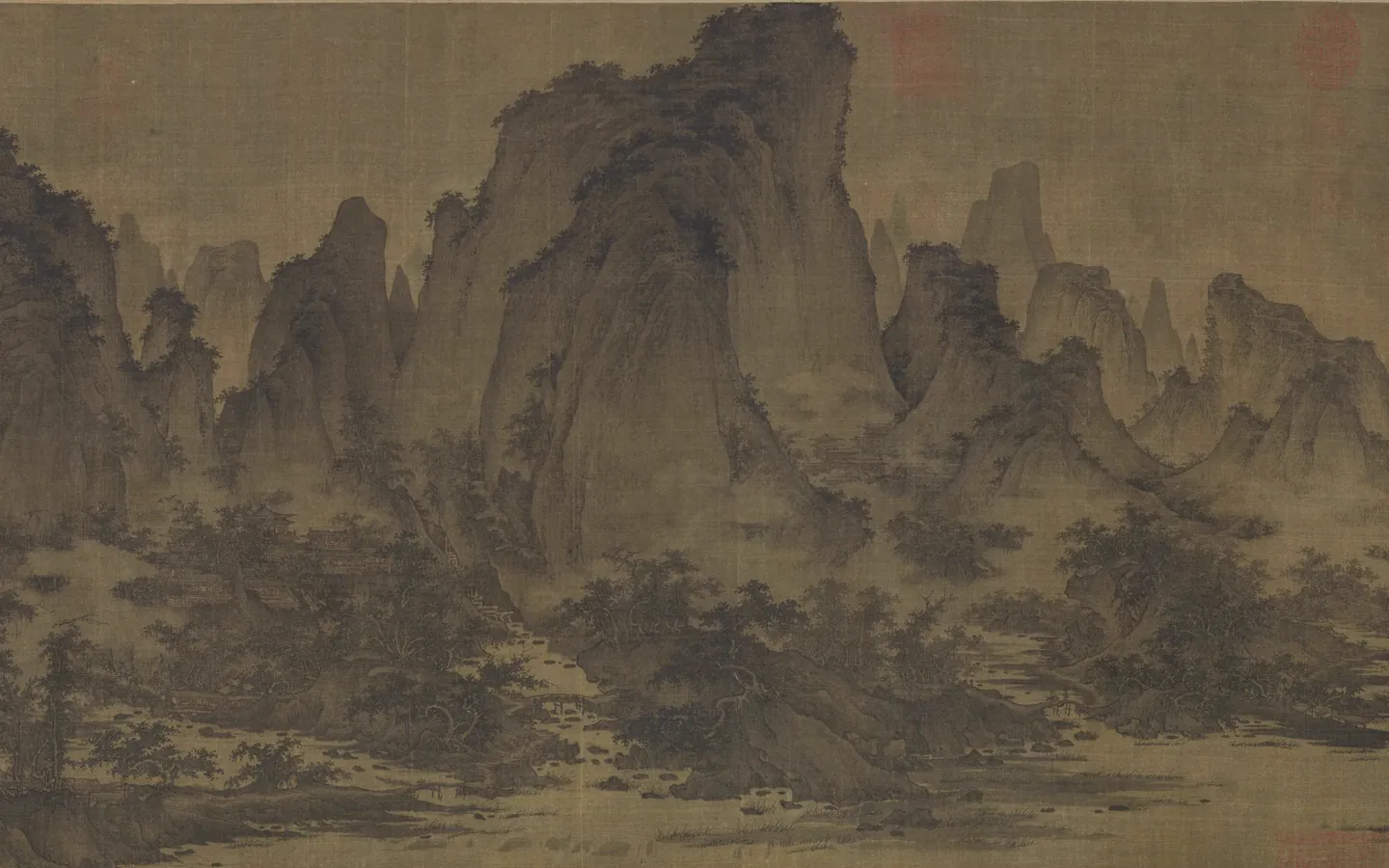 北宋山水画《夏山图》局部